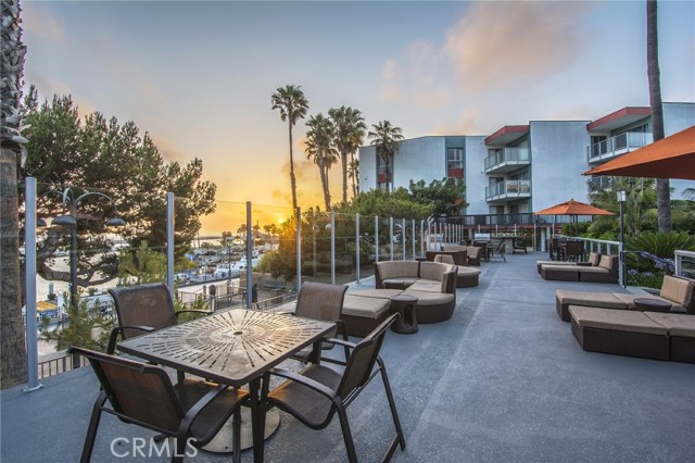 Harbor and ocean view outdooor seating and lounge area