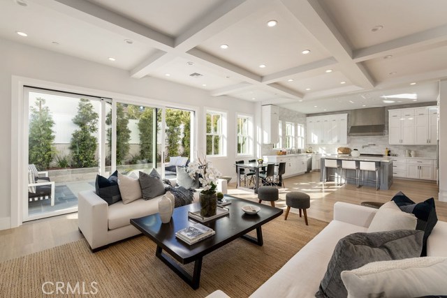 Soaring, detailed ceilings enhance the open floor plan