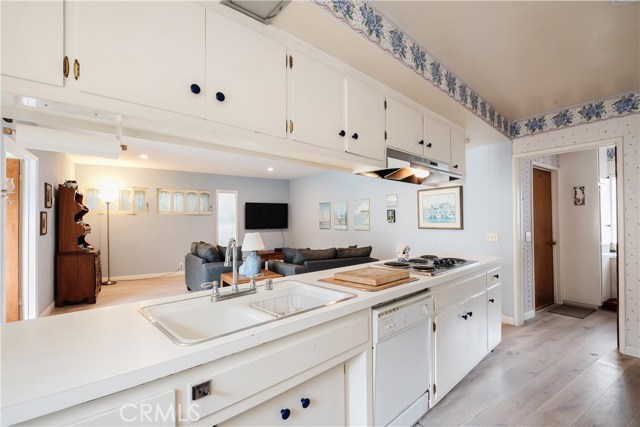 view from kitchen looking into living room