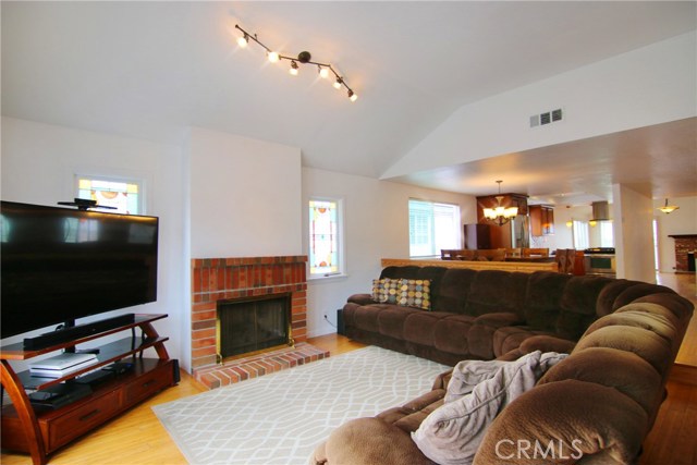 Cozy living room fireplace.
