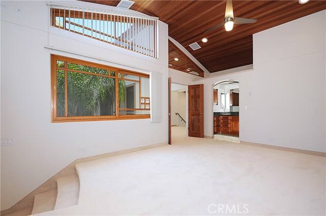 Master Bedroom into master bath and down steps going to master closet