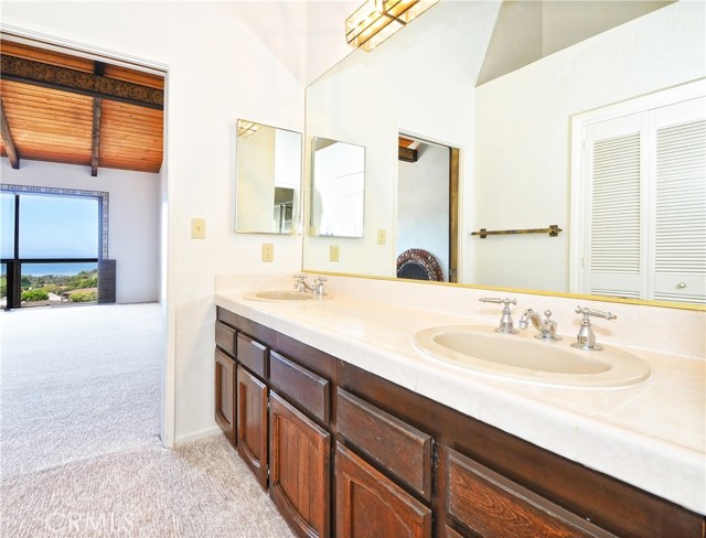 Master bath looking towards master bedroom and view