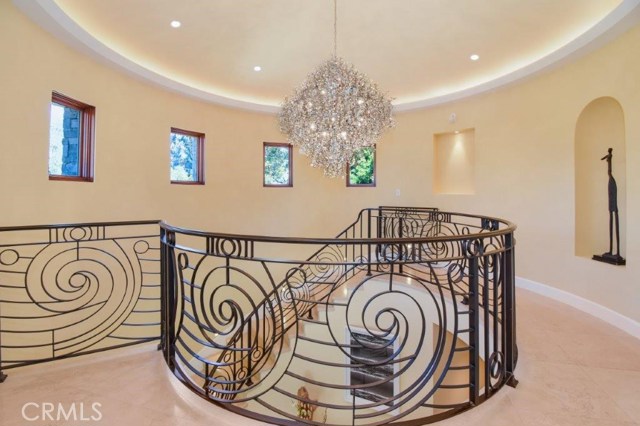 Upper Level Stairway Landing & Chandelier