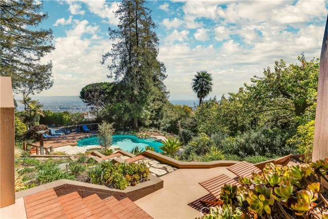 Deck view overlooking the pool and harbor views