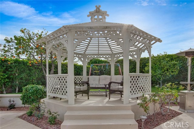 Gazebo lights up in the evening.