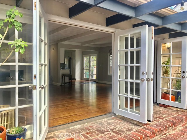 Looking into house from back patio area.