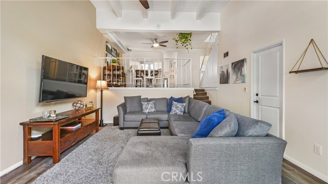 View from Sliding Door into Living Room and Dining Room