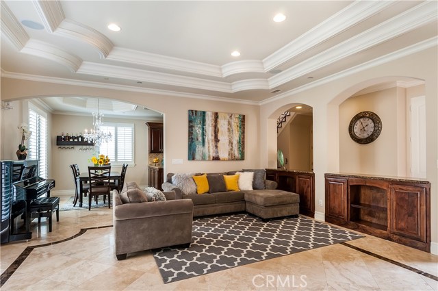 Another feature of the living area is the gorgeous travertine tile flooring.