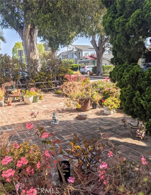 front yard facing north east features large bricked in patio which would have a variety of uses and is low maintenance.