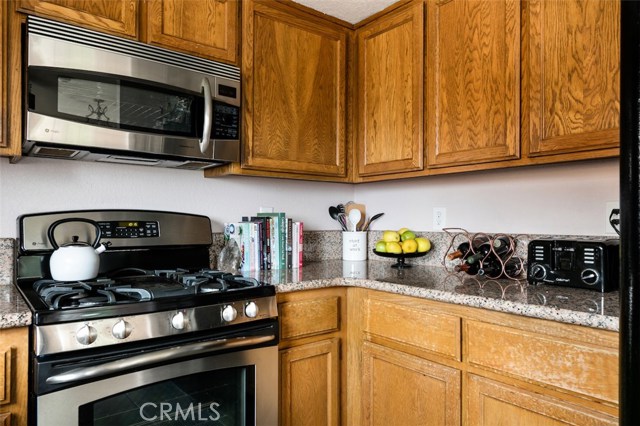 Stainless GE appliances and plenty of cabinet storage. Stainless GE appliances and plenty of cabinet storage.