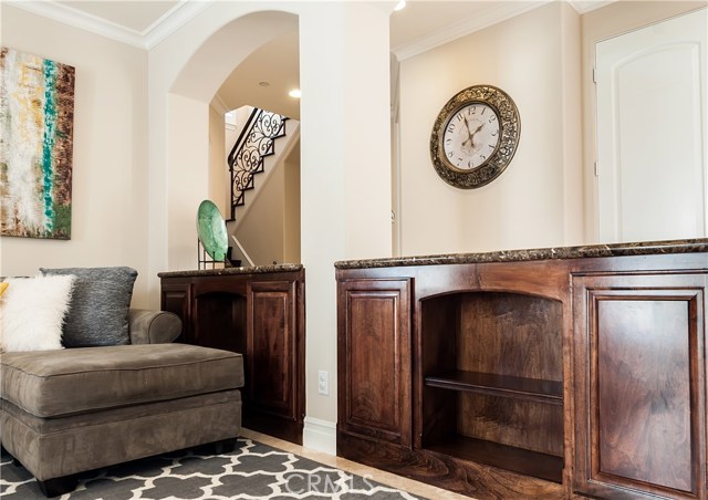 A third feature are these beautiful walnut stained built-ins with granite counter tops.