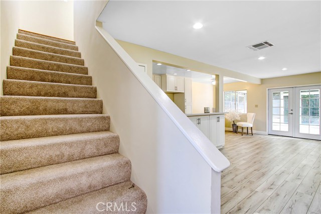 Newly carpeted stairwell