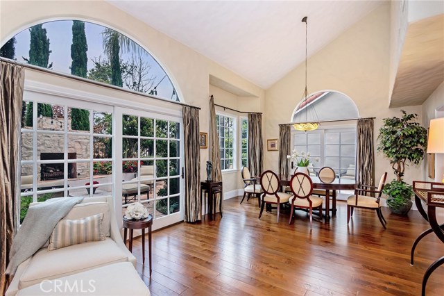 View of dining room & french sliding doors.