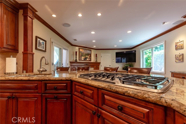 Kitchen with family room in background