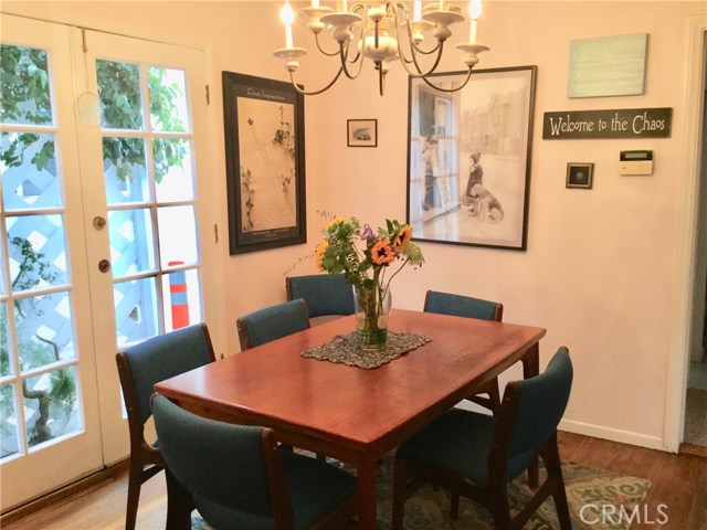 Dining area with french door S. view