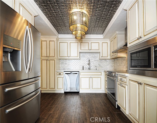 Kitchen with stainless steel appliances