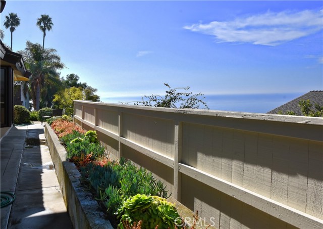 Side yard features built in planters with thriving succulents. Freshly painted exterior stucco.