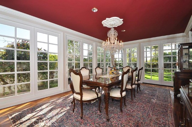 Elegant Formal Dining Room has Schoenbeck Crystal Chandelier
