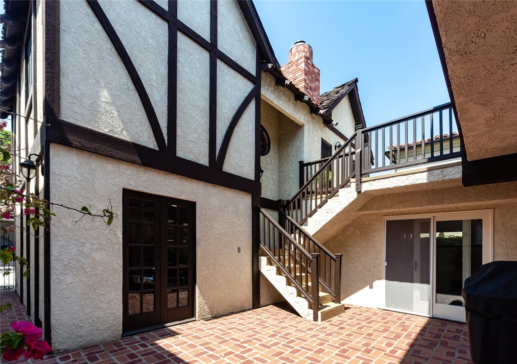 Sliding door leads to family room.  French doors provides access  to garage