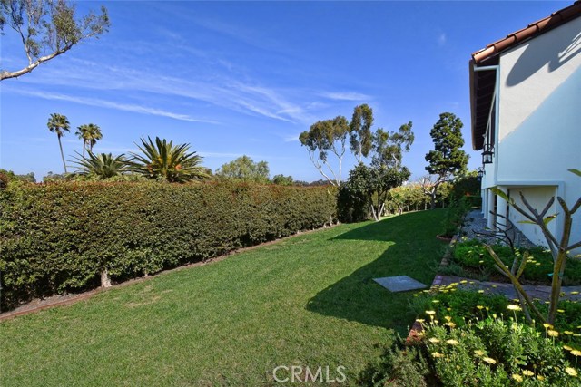 Lush landscaped back yard.