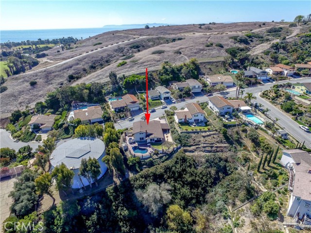 That's Catalina Island in the background beyond Friendship Park.  On the downhill side is a water storage tank that belongs to MWD and supplies water to San Pedro down below.  The Rue Le Charlene property runs below the water tank to the bottom of 