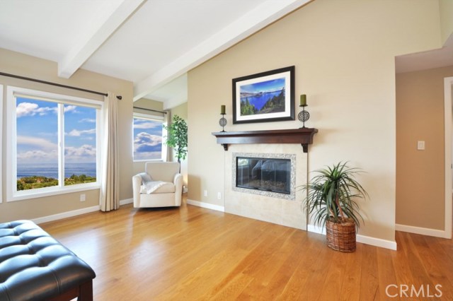 Another view of the Master Bedroom with fireplace and view alcove.