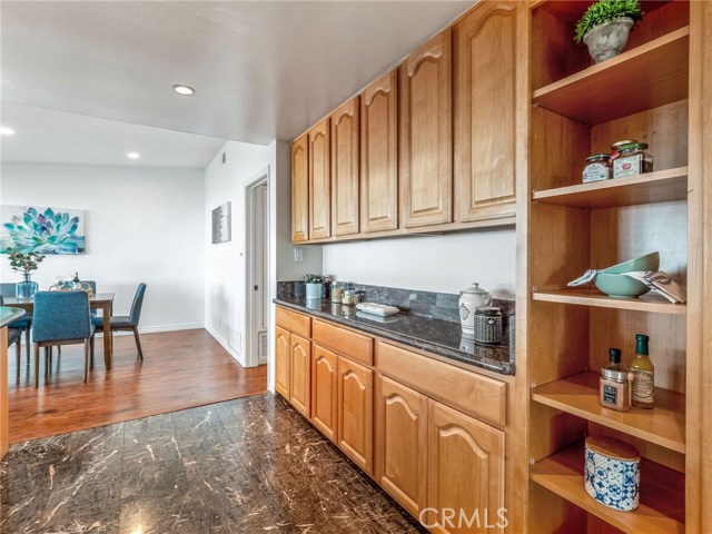 Storage Wall with Open Shelves, looking toward Dining Room