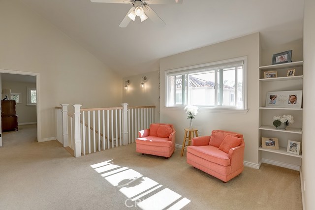 Love this cozy area upstairs in between all bedrooms....such a cute reading space, office, at home gym or spare den for family time.