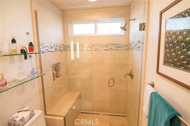 Master bath shower ... sloped floor entry for "no-step" access