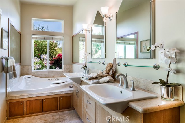 Master bath with spa tub and separate shower