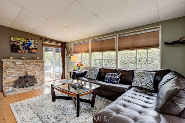 Den with fireplace