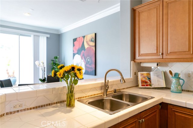 Kitchen with view of the back patio