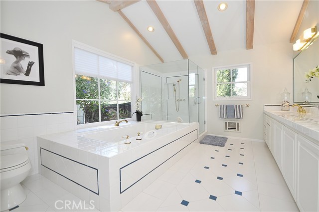 Master Bathroom Offers Soaking Tub and Separate Shower