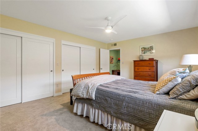 Closet is open all the way across on the inside. Brand new carpeting and lots of natural light + ceiling fan.