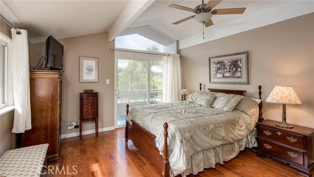 Master bedroom deck has solar panels.