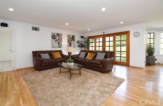 French Doors in Family Room Opens to the Backyard