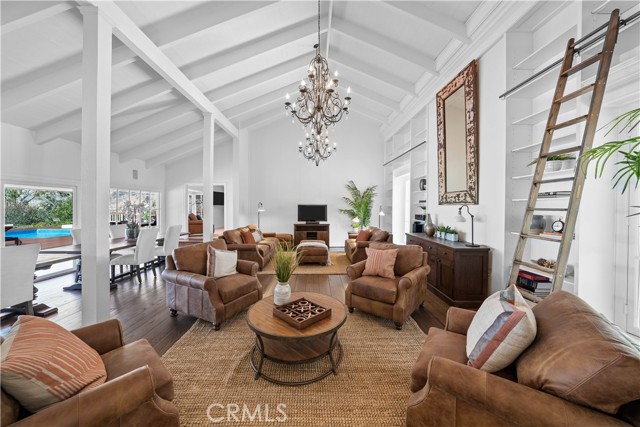 Living Room with built in book shelves