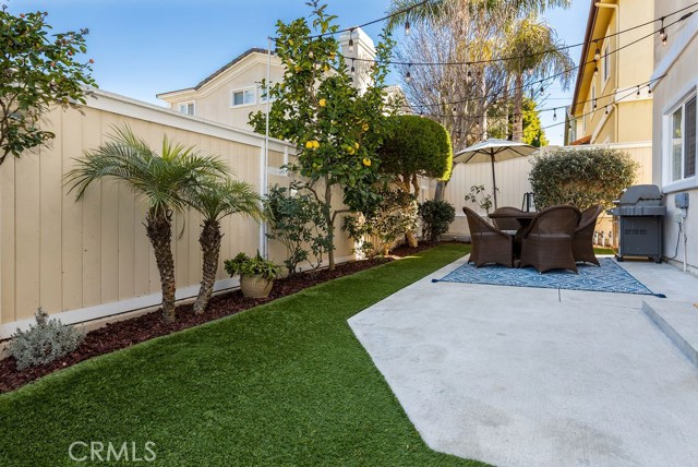 Artificial turf in the private backyard
