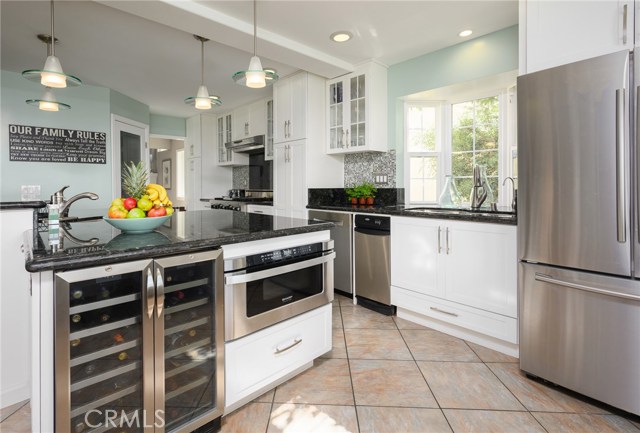 Wine fridge and drawer microwave