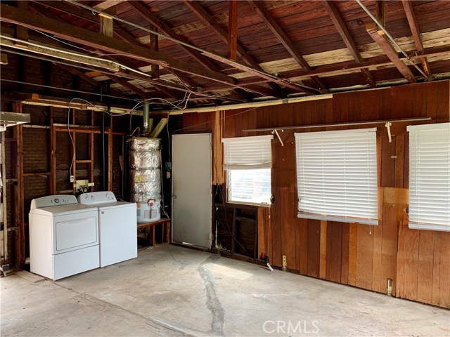 Garage has washer and gas dryer.