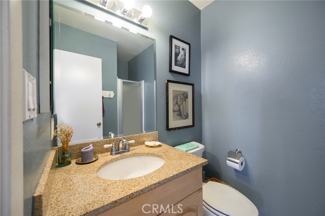 3/4 bath with shower, remodeled, near entry.