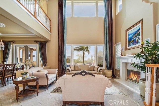 Living Room with Towering Ceiling
