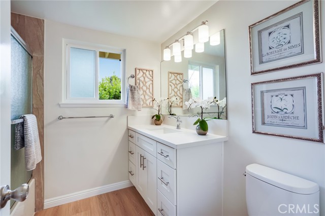 Plenty of storage space in this large bathroom.