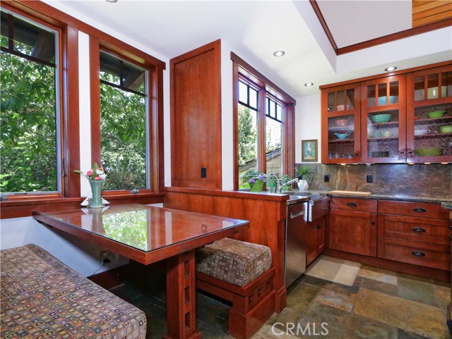 Cozy Breakfast Nook with lovely garden views.