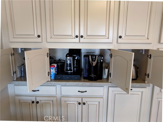 Appliance Garage with Quartz Top tucked Neatly into Cabinets