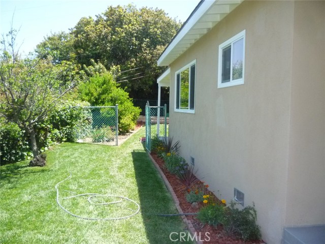 Side yard with the backyard beyond.