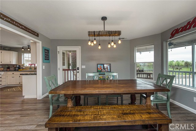 Dining room with industrial chic light fixture