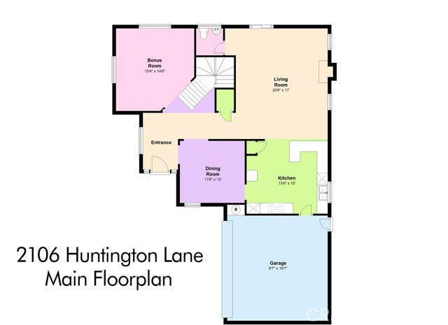 1st level open flow floorplan, includes bonus room.