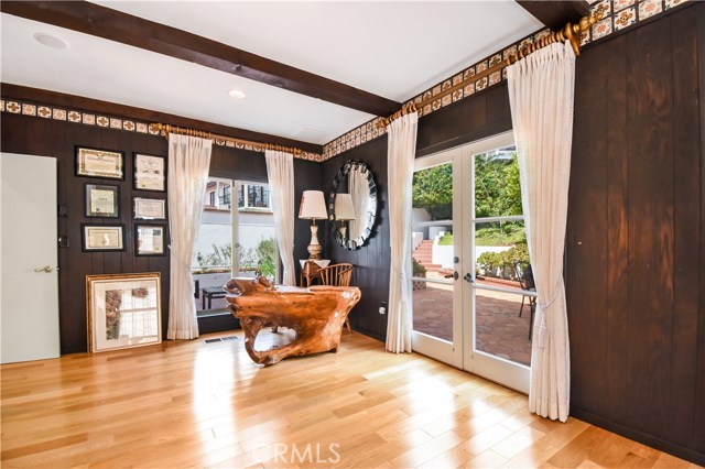 Main level bedroom with back yard access.