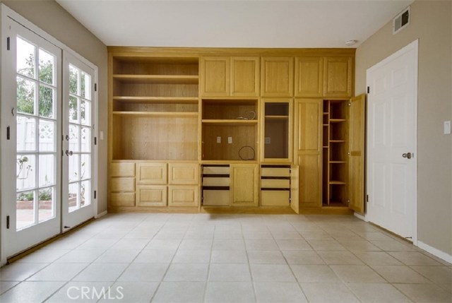 Built in Cabinets with Pull Out Drawers in Family Room